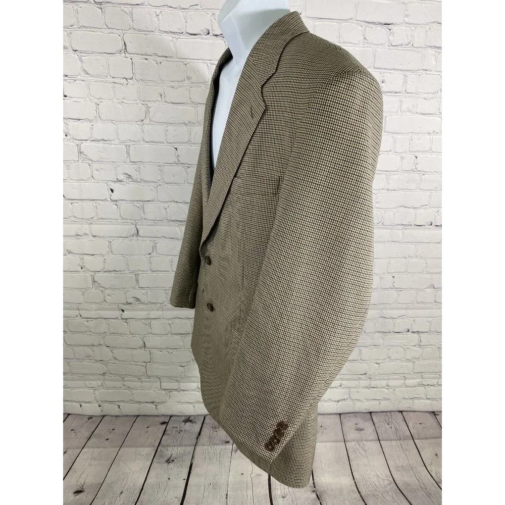 Kilburne and Finch Multicolor Houndstooth Wool Blend 2 Button Blazer Jacket 42R